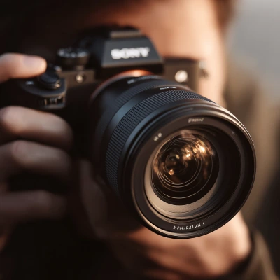 Camera operator setting up equipment for elevated photography